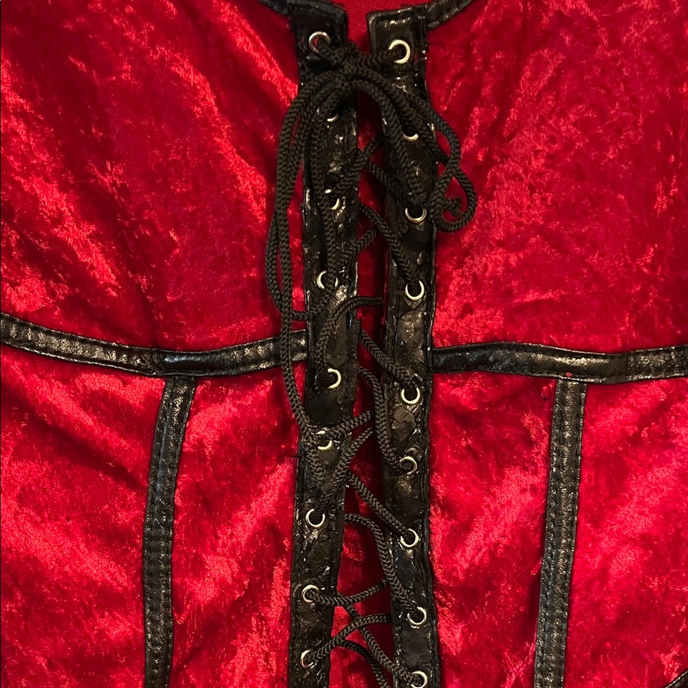 Lip Service Vintage Goth Vampire Velvet Lace Up Top - Picture 2 of 4